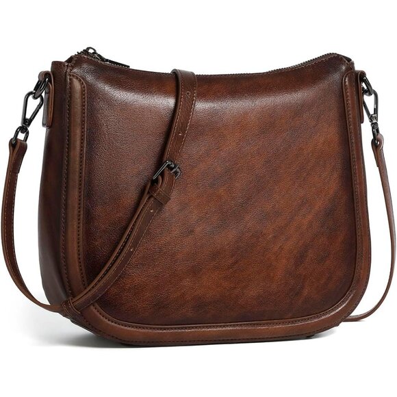 Elegant Ladies Hobo Shoulder Purse - Genuine Leather Crossbody with Pockets - Picture 1 of 6
